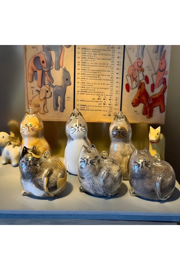 Cat Hair Keychain Transparent Pet Fur Memorial Pendant,Cat Fur Memory Charm for Cat & Dog Lovers,Personalized Keepsake Gift