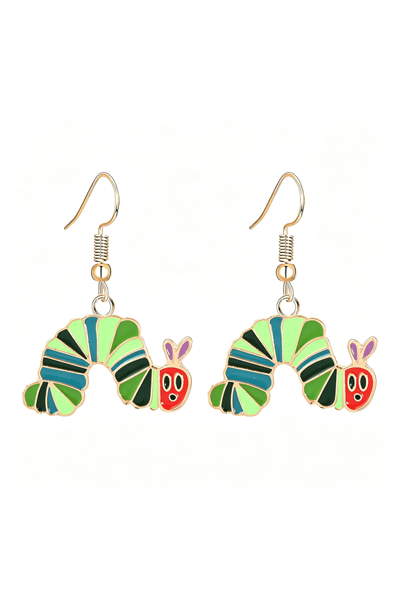 Caterpillar Earrings for Women Funny Cute Green Caterpillar Butterfly Earring Cartoon Animal Aesthetic Jewelry Gifts Fun Earrings