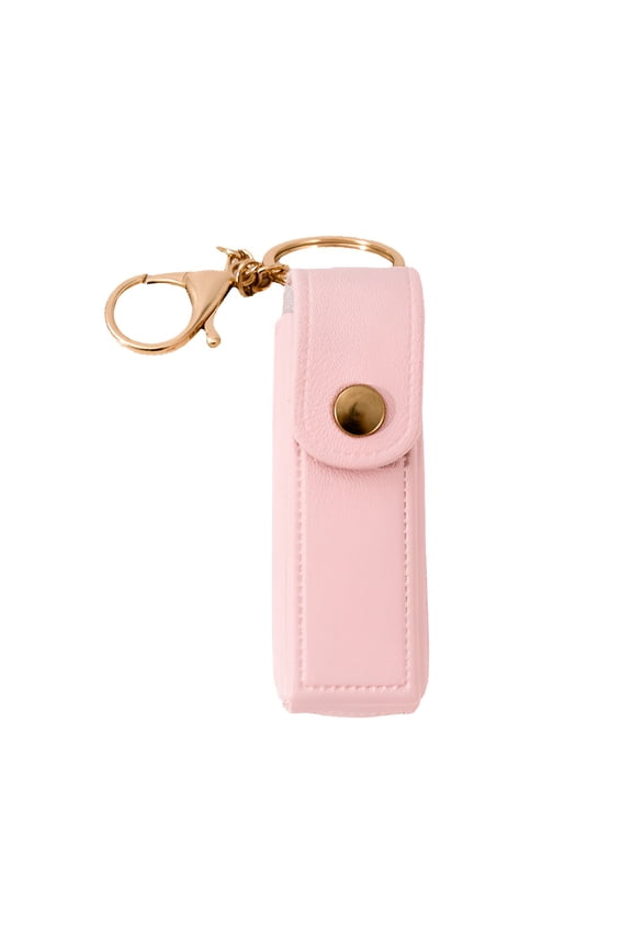 Chapstick Holder Key Chain,Smooth Zipper Closure Chapstick Holder,Long-Lasting Design Lip Balm Holder,Pink