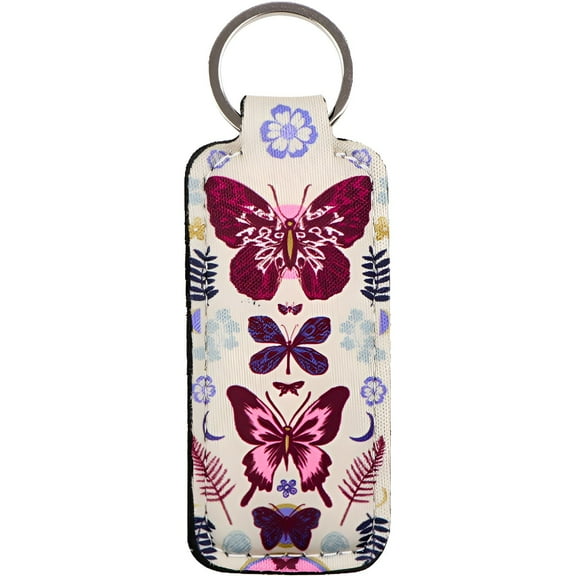 DESIGNICE Chapstick Holder Key Chain,Soft and Skin-Friendly Fabric Chapstick Holder,Delicate Texture Daily Use Lip Balm Holder,Style1