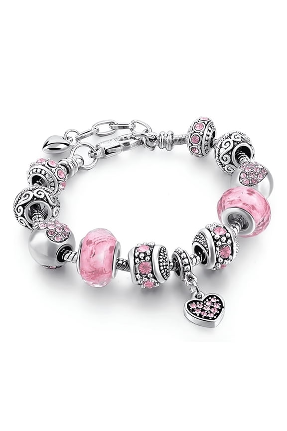 Charm Bracelets Brass Crystal Bracelet Heart Charm Bracelet Jewelry for Women Charm Bracelets for Women 18+5Cm