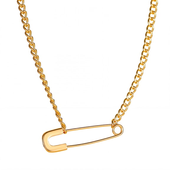 DESIGNICE Charm Necklace,Low-Friction Safety Pin Necklace,Sculpted Form Dainty Necklace for Women,Gold Plated