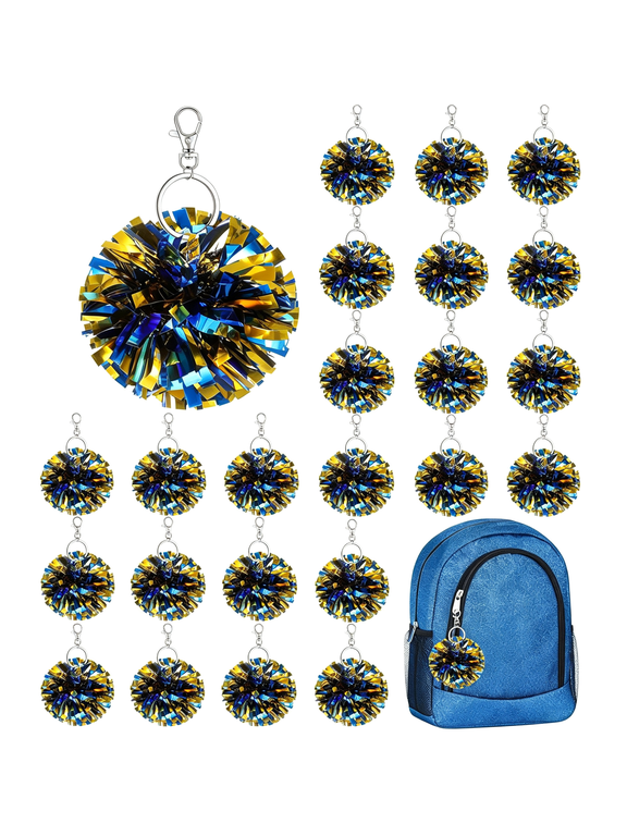 Cheer Pom Pom Keychain Cheerleader Gifts Cheerleading Keyring Charm Foil with Keychain Hooks for Women Accessories Pom Pom Keychain