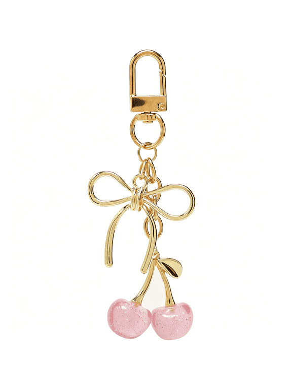 Cherry Keychain Cute Bag Charm Women Leather Keyring Car Keys Gift MotherS Day Birthday ValentineS Purse Accessory