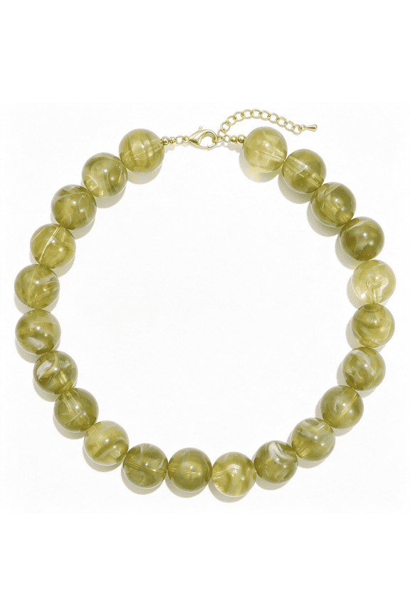 Chunky Beaded Necklace Women Acrylic Bead Statement Puff Ball Necklace Cute Boho Y2K Choker Necklace Gift Jewelry Green Beaded Necklace Chunky Beaded Necklace