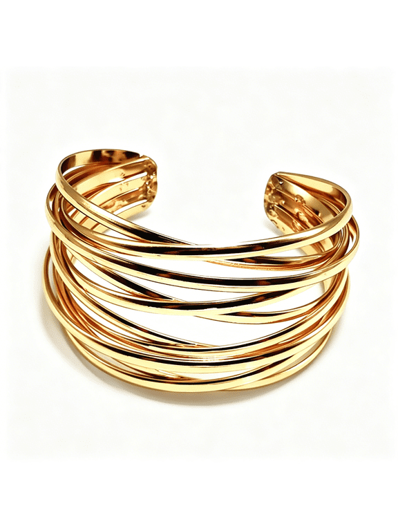 Chunky Gold Cuff Bracelet for Women Gold Line Web Wrist Cuff Bangle Bracelet Fashion Costume Jewelry