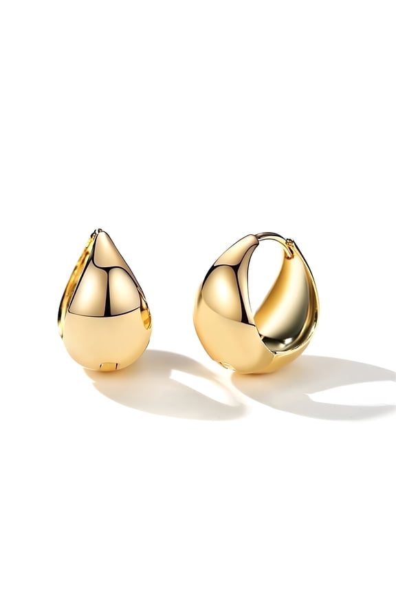 Chunky Gold Hoop Earrings 18K Gold Plated for Women, Minimalist Jewelry Gift, Hypoallergenic Hoop Earrings