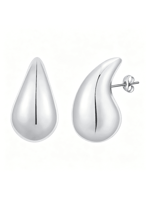 Chunky Hoop Earrings for Women, Lightweight Waterdrop Hollow Open Hoops, Hypoallergenic Dupes Earrings