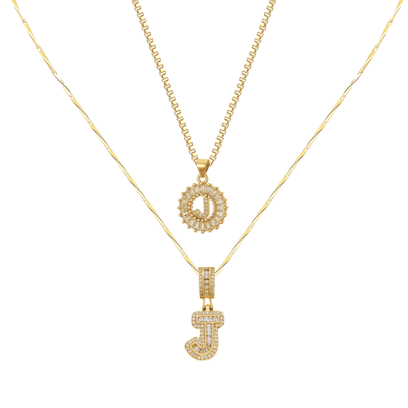 DESIGNICE Chunky Letter Necklaces for Women,Personalized Fashion Small Initial Necklace,Resistance to Fading Custom Chains,Gold,StyleJ