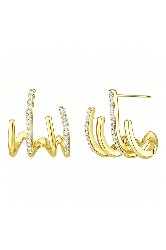 Claw Earrings for Women,14K Gold Plated/Sterling Silver Claw Earrings Cuff Hypoallergenic Ear Wrap Trendy Cubic Zirconia Warp Cuff Earrings