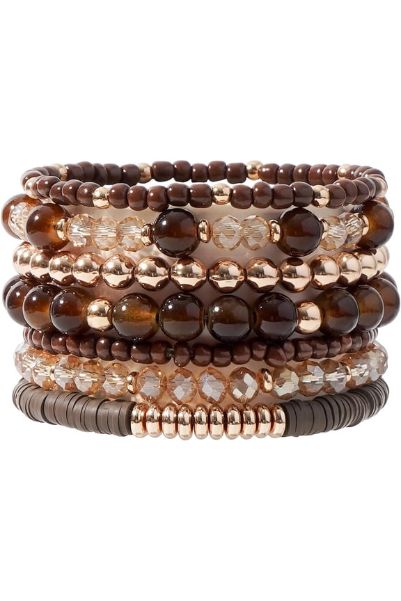 Clay Bead Bracelets for Women Bohemian Stackable Beaded Stretch Bracelets Elastic Layering Friendship Bracelets Set Boho Jewelry