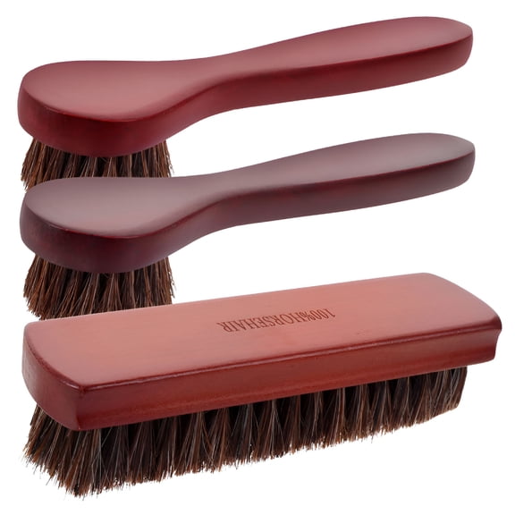 DESIGNICE Clean and Polish Boot Brush Shoe Horse Hair for Leather Cleaning Kit Outdoor Wood 3 Pcs