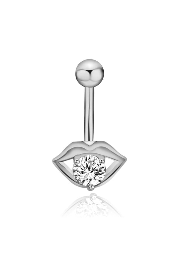 Clear Cubic Zirconia Belly Button Rings Stainless Steel Piercing Rings Curved Barbell Body Jewelry for Women Stainless Steel Color Lip 8~13Mm Bar: 10X1.5Mm