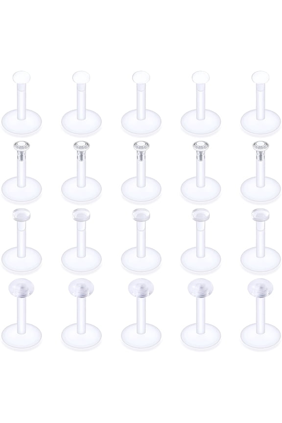 Clear Earrings for Sports Plastic Monroe Lip Nose Rings Studs Forward Helix Conch Tragus Cartilage Earrings Studs Medusa Labret Piercing Jewelry Retainer for Surgery Women 6MM 8MM 10MM