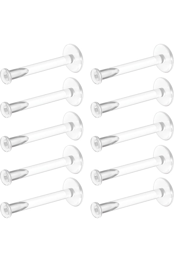 Clear Earrings for Sports, Work, School, Surgery, MRI - Clear Piercing Jewelry Labret Studs for Ears, Cartilage, Helix, Tragus, - Flat Push-In Plastic Earrings (16g, 18g) Piercing Retainers