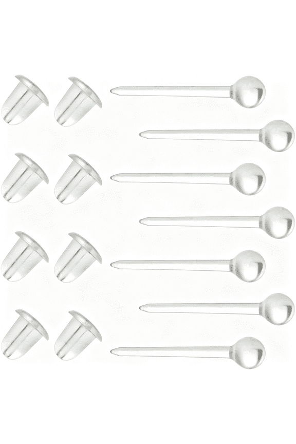 Clear Plastic Earring Set  200Pcs Hypoallergenic Studs + 200Pcs Earring Backs  18G Retainers for Sports,Work&Sleeping  Transparent 2-Compartment Storage Box