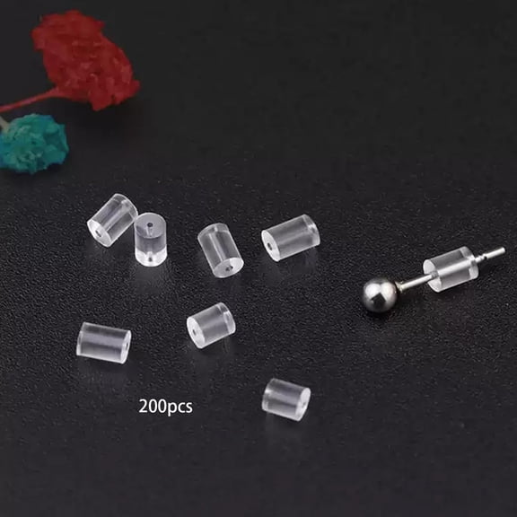 DESIGNICE Clear Silicone Earring Backs, 200 Pack Hypoallergenic Replacement Stoppers for Stud, Post, Hoop, Fishhook Earrings