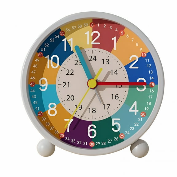 DESIGNICE Clearance Learning Clock for Kids, Telling Time Teaching Clock with Colorful Dial, Silent Clock Movement, Battery Operated with Back-Light, for Kids, Teens and Nice Bedroom, Desk Decor