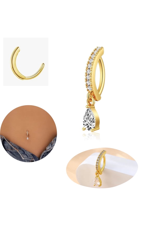Clicker Belly Button Rings for Women Belly Barbells Cute Cz Reverse Navel Rings Body Piercing Fashionable and Unique Jewelry Accessories Floating Navel Piercing Jewelry