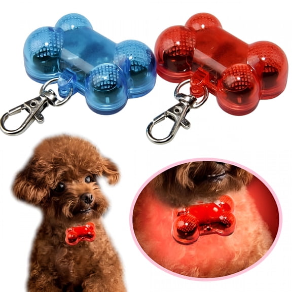DESIGNICE Clip-On Dog Collar Light Dog Safety Night Walking Lights Led Dog Collar Pendant Bow Tie-Shaped Dog Collar Id Tag Glow in the Dark for Night Time Walking Camping, 3 Modes