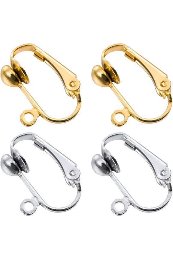 Clip-on Earring Converter with Easy Open Loop, Silver/Gold, Brass, 36 Pack