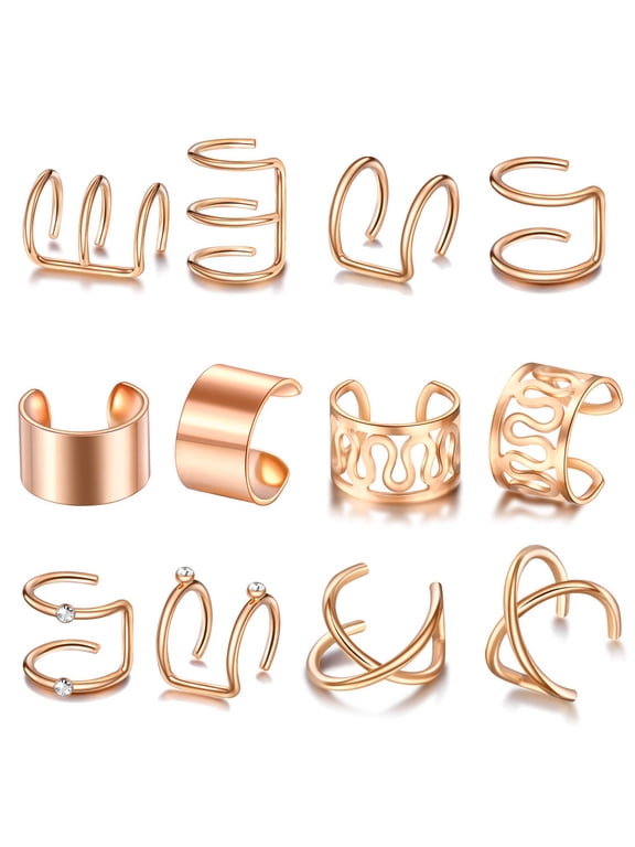 Clip on Earrings Women Unique Geometry Surgical Steel Earrings Simple Accessory Silver Studs Earrings for Women Rose Gold