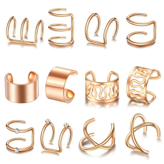 DESIGNICE Clip on Earrings Women Unique Geometry Surgical Steel Earrings Simple Accessory Silver Studs Earrings for Women Rose Gold