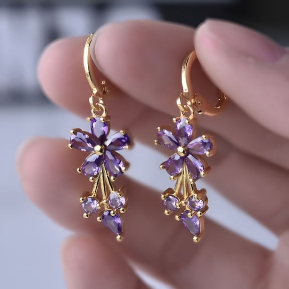 DESIGNICE Clip on Earrings for Women, Flower Sparkly Crystal, Elegant Cubic Zirconia Piercing Earrings