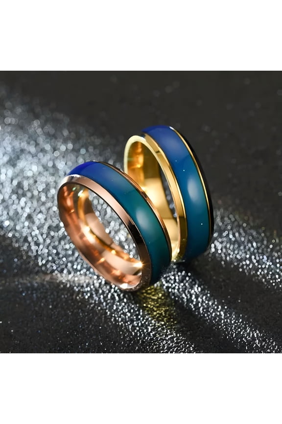 Color Changing Mood Ring Stainless Steel Ring Mens Women Band 6mm Size 9-10-black-8