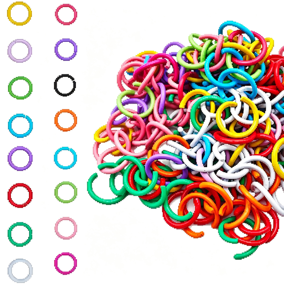 DESIGNICE Colored Open Jump Rings Metal Single Jump Ring Iron O Ring Connectors 200 Pieces 8/10 Mm 16 Colors Resistant to Tarnish for Bracelet Earring Pendant Bead Finding Making