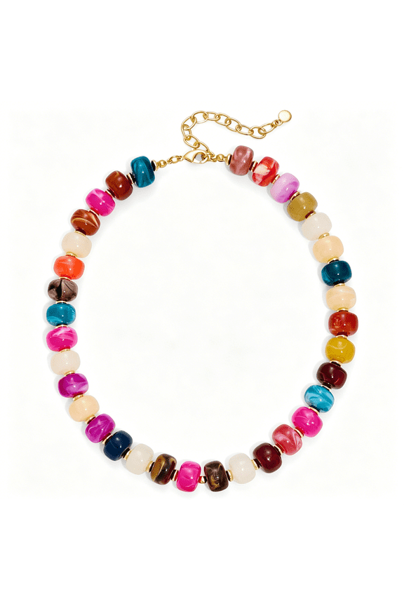 Colorful Acrylic Beaded Necklaces for Women,Handmade Boho Chunky Statement Resin Bead Choker Collar Necklace Summer Beach Jewelry Gifts Accessories for Women Trendy