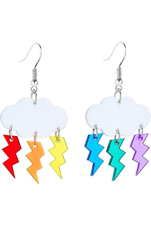 Colorful Acrylic Rainbow Earrings for Women Rainbow Gnome Earrings Cute Weird Earrings Funny Rainbows Ice Cream Ghost Mushroom Frog Dangle Earrings