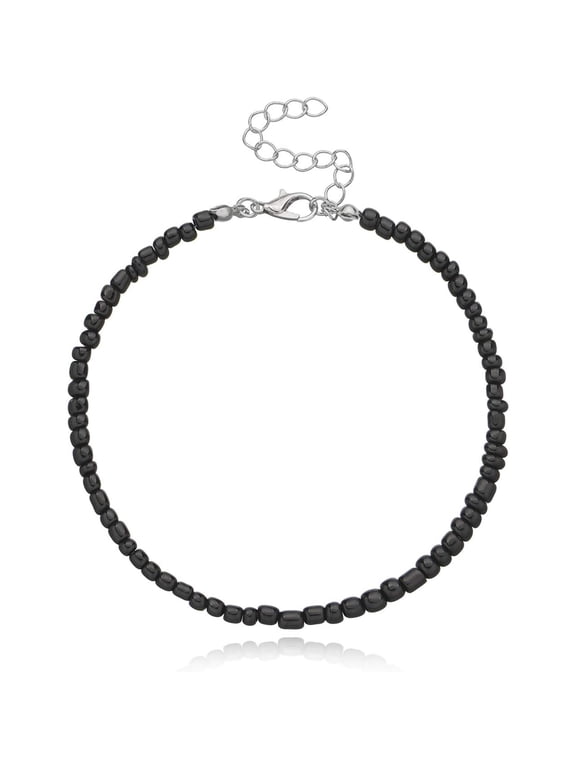 Colorful Beaded Initial Anklet for Women Bohemian Beaded Fashion Anklet black anklets for women