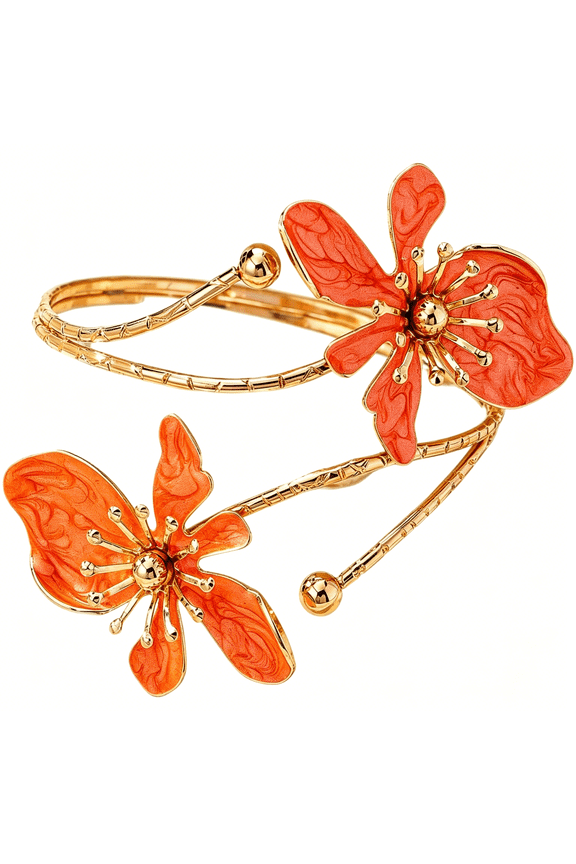 Colorful Flower Arm Cuff Bracelet for Women Boho Upper Arm Bangle Bracelet Holiday Summer Beach Jewelry Gifts Orange Bracelets for Women
