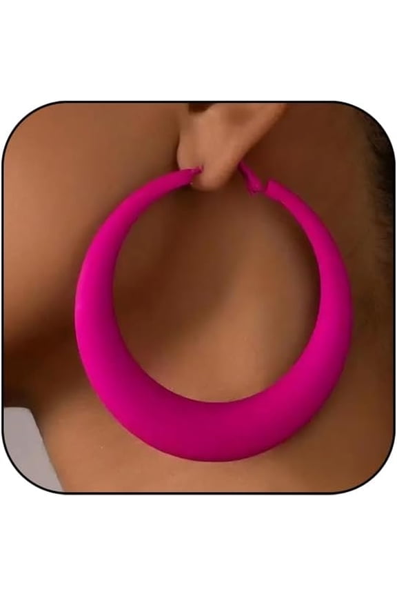 Colorful Hoop Earrings for Women 80S 90S Neon Dangle Earrings Retro Matte Big Hoop Earring Chunky Exaggerated Earring Y2K Jewelry Neon Costume Accessories