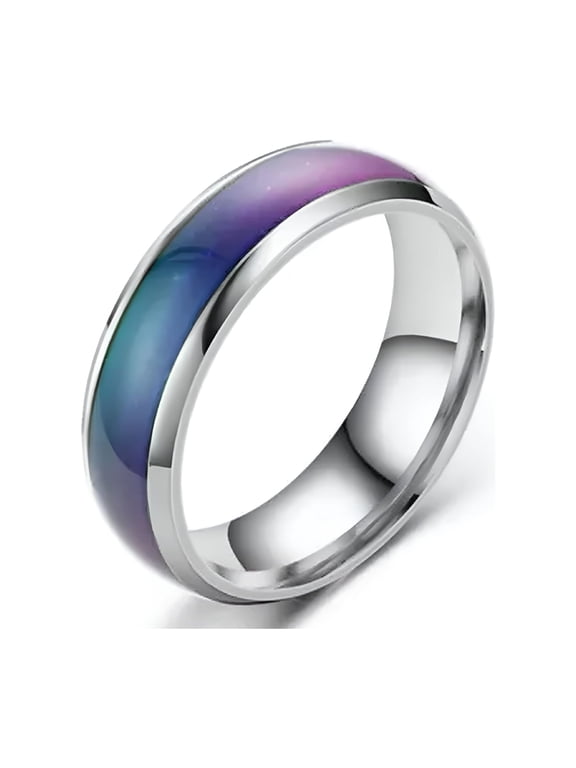 Colour Changing Mood Ring Stainless Steel Ring Mens Women Band 6mm Size 6-13-silver-8