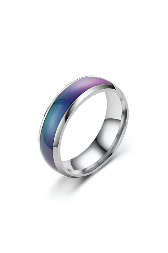 Colour Changing Mood Ring Stainless Steel Ring Mens Women Band 6mm Size 6-13-silver-8