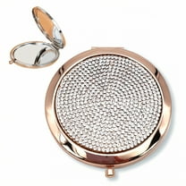 DESIGNICE Compact Mirror,Crystal Embedded Mini Mirror,Round Edge Fit Pocket Mirror,Style1