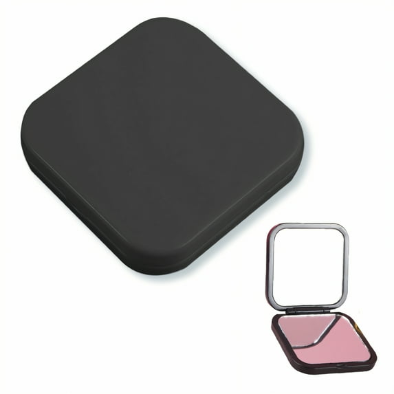 DESIGNICE Compact Mirror,Foldable Square Dual Pocket Mirror,Bag Friendly Small Mirror for Purse,Black