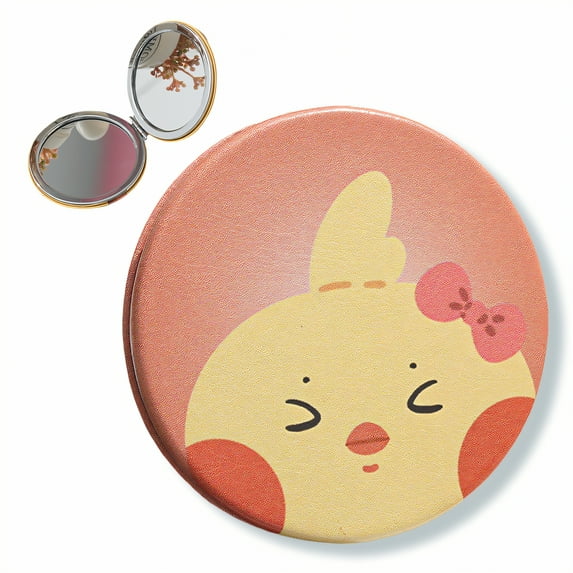 DESIGNICE Compact Mirror,Leather Texture Rich Mini Mirror,Flip Open Fast Small Mirror for Purse,Style3