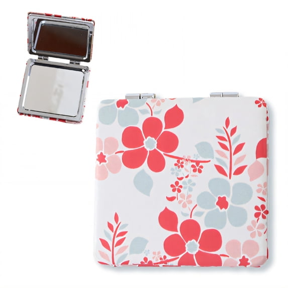XIBUFE Compact Mirror,Square Cherry Blossom Pattern,Foldable Pocket Portable,Style1