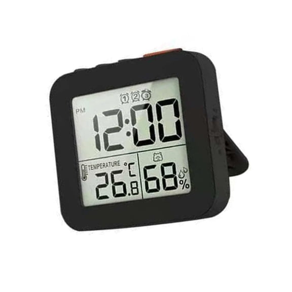 DESIGNICE Compacts Folding Alarm Clock 3 Alarms Travel Clock with Lcd Display Temperature Humidity Monitor Battery Operated Digital Alarm Clock