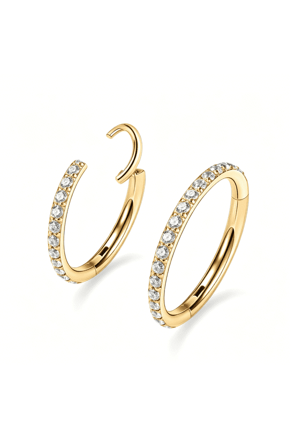 Conch Piercing Jewelry 20G 18G 16G 14G 12G Septum Jewelry Conch Hoop Daith Earrings Surgical Steel Clicker Hoop Piercing Rings Lip Rings with Cz Helix Rook Cartilage Piercing Jewelry
