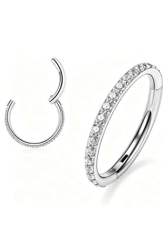 Conch Piercing Jewelry 20G 18G 16G 14G 12G Septum Jewelry Conch Hoop Daith Earrings Surgical Steel Clicker Hoop Piercing Rings Lip Rings with Cz Helix Rook Cartilage Piercing Jewelry