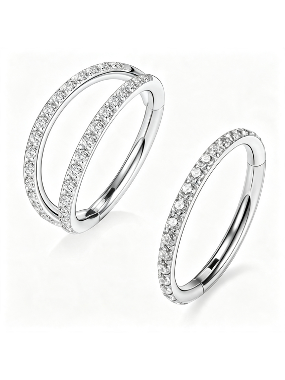 Conch Piercing Jewelry Double Hoop Nose Rings Rook Cartilage,2Pcs Gold Silver 20G 18G 16G 316L Surgical Steel Hinged Segment Ring 6-12Mm Septum Lip Rings Daith Tragus Piercing Jewelry