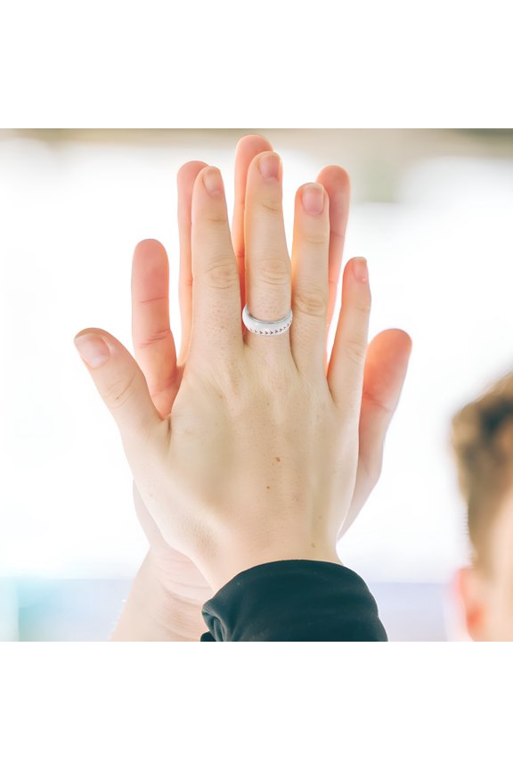 Cool Baseball Spinning Ring for Men Made of Titanium Steel White Color Simple and Stylish .5 Size