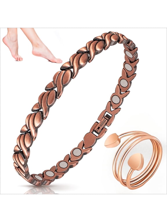 Copper Magnetic Ankle Bracelets Set for Women,Copper Anklet Ring Jewelry Gift,Copper Anklet for Women