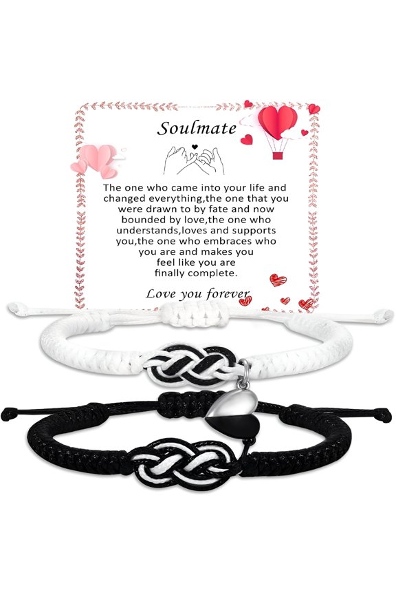 Couple Gifts Bracelets Matching Bracelets Adjustable Rope Bracelets for Couples Christmas Anniversary Valentines Gifts for Him Her Boyfriend Girlfriend Lovers Husband Wife