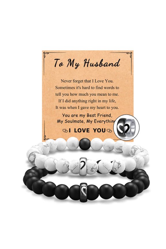 Couples Bracelets, Natural White Turquoise and Agate Stone Beads, Tree of Life Charm Double Layer Wristband, Boho Jewelry Gift for Men Women