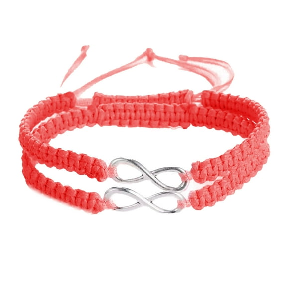 DESIGNICE Couples Bracelets,Symbolic 8 Infinity Love Charm Bracelet,Timeless Adjustable Bracelets,Red